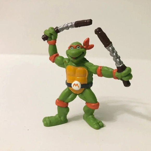 Vtg TMNT Bully Mikey  Michelangelo PVC Figure 3 Inch Tall - Picture 1 of 14